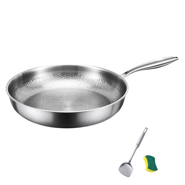 HHBEAUTY Pure Titanium Pan, 100% Titanium Pans for Cooking Non Stick, Stainless Steel Hammered Pan Pro, for Cooking, Frying, Baking