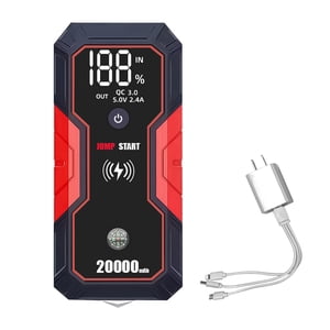 Riwcyla Portable Car Jump Starter 20000mAh 12V Car Battery Starter(up to 5.0L Gas, 3.5L Diesel Engines),USB Quick Charge, Fast Wireless and Flashlight