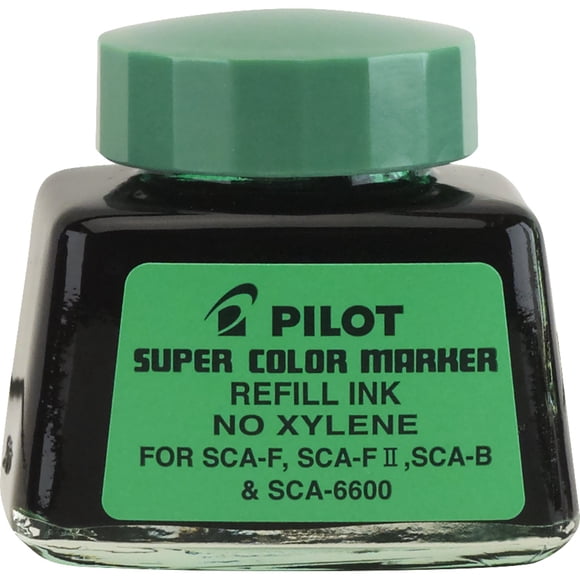 Pilot Super Color Recharge de Marqueur Permanent, Sans Xylène, Bouteille de 1 Once avec Compte-Gouttes, Encre Verte (48800)