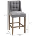 thumbnail image 3 of HOMCOM Tabourets de Comptoir Modernes Chaises de Comptoir Rembourrées Ensemble de 2 Gris, 3 of 10