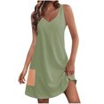 thumbnail image 1 of Timegard Robes pour Femmes Col en V Été Décontracté Robes T-Shirt Sortie de Plage Robe Débardeur avec Poches, 1 of 5
