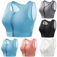 thumbnail image 3 of Xfvqtps Front Zipper Sports Bra for Women Back Mesh Breathable Racerback Yoga Workout High Impact Sports Bra Gray, 3 of 3