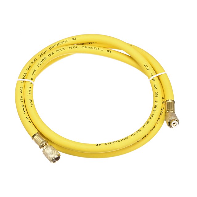 Unique Bargains 1.5m 1/4 SAE Thread 500PSI Refrigeration Tube Charging Hose Tube Yellow