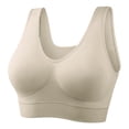 thumbnail image 4 of Kogui Sports Bra with Padding Womens Racerback Sports Bra - U Neck Medium Impact Padded Wireless Workout Gym Crop Top (Beige,M), 4 of 4