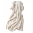 thumbnail image 1 of Weiqiqre Robes Habillées pour Femmes, Robe d'Été en Coton et Lin Unie Ample à Manches Courtes et Col en V pour Femmes, 1 of 3