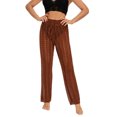 thumbnail image 3 of FOCUSNORM Women Hollow Out Pants Solid Color Elastic High Waist Trousers, 3 of 7