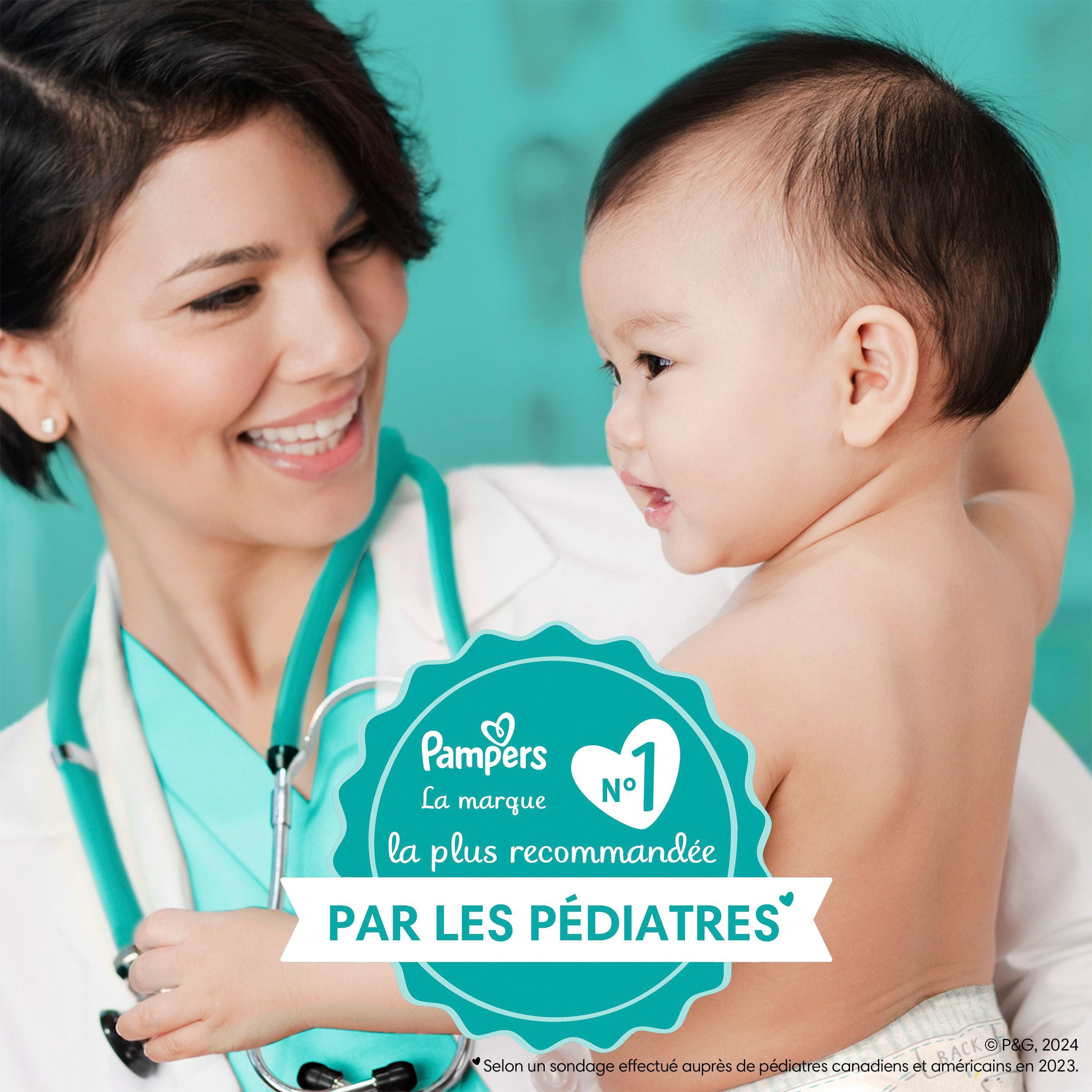 Pampers Couches - Swaddlers 360° - Taille 6, jusqu'à 100 % Anti-Fuites, Ajustement Confortable et au Sec, Attaches EZ Off Conçues pour des Changements Faciles, Couche à Enfiler