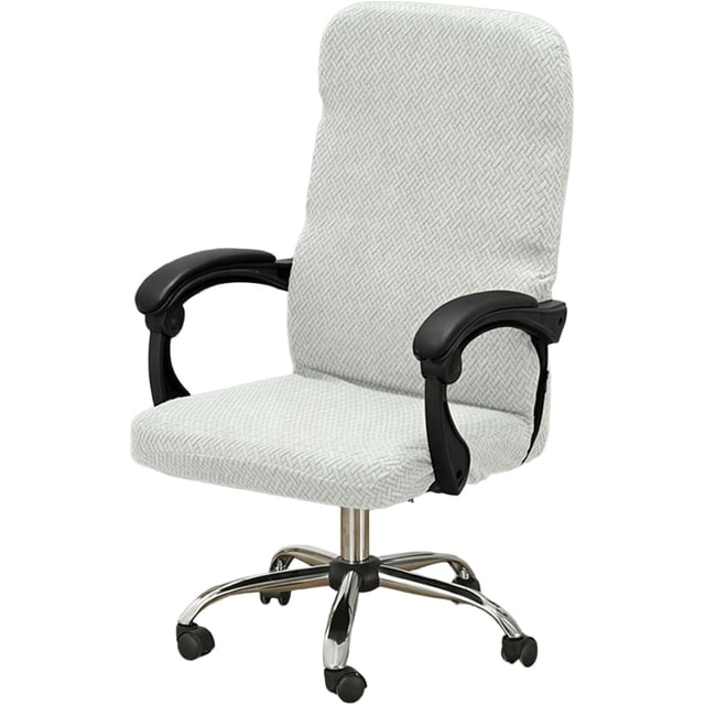 Office Chair Covers,Stretch Thick Computer Rotating Chair Cover with Zipper,for Office Desk Computer Chair Four Seasons(Light Gray,M)