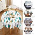 thumbnail image 2 of Mid Century Round Tablecloth Modern Geometric Teal Diamond Table Cloth Washable Polyester Fabric Table Cover for Dining Room Kitchen Patio Home Decorations 60"", 2 of 6