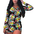thumbnail image 1 of Combinaison Décontractée à Manches Longues pour Femmes Impression de Mode Minceur Taille Haute Combinaison Courte, 1 of 4