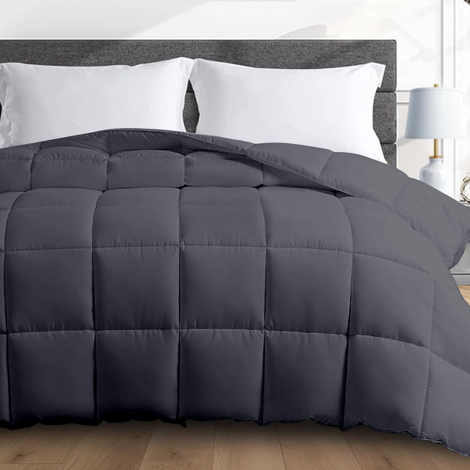 HomeSmart Weighted Comforter King Size, 30 lbs, 3X More Fluffy Than A King Weighted Blanket, Extra Plush, Also Fits California King Beds, Heavy Blanket, Grey