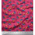 thumbnail image 1 of Soimoi Polyester Crepe Fabric Text,Rugby Ball & Bird Cartoon Print Fabric by The Yard 42 Inch Wide, 1 of 3
