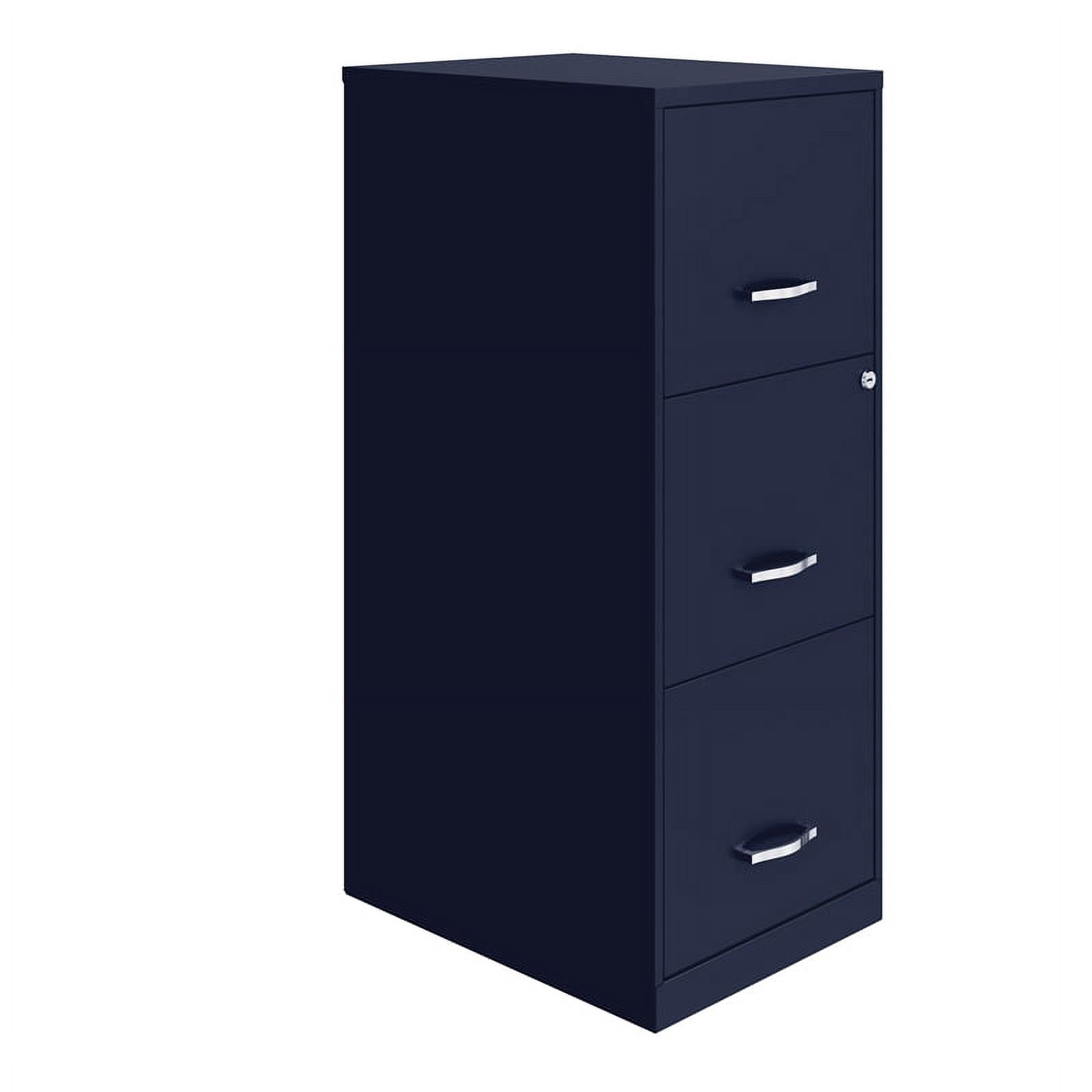 Scranton & Co 3-Drawer Modern Metal Vertical File Cabinet with Lock in Navy