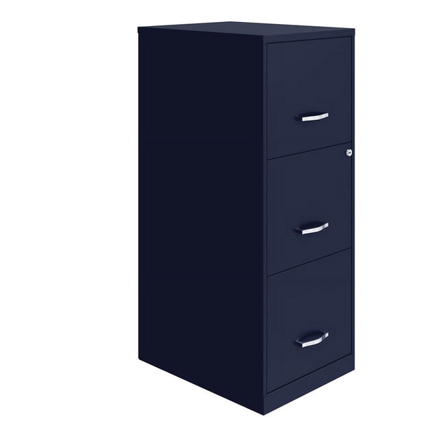Solutions d'Espace Classeur Vertical en Métal à 3 Tiroirs avec Serrure, Bleu Marine