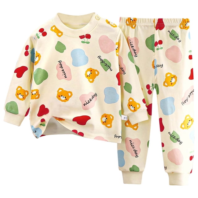 Ensemble de Pyjama à Manches Longues Confortable pour Tout-Petits et Enfants, Tenue de Nuit Douillette