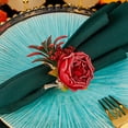 thumbnail image 4 of Aodebiao Set of 2 Napkin Rings Red Rose Napkin Rings Handicraft Flower Pink Flower Napkin Holder Wedding Napkin Holder Table Decoration for Mother Day Party, 4 of 6