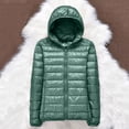 thumbnail image 4 of Packable down Jacket, Lightweight Hooded Puffer, White Duck down Coat Mint Green L , Coat, 4 of 5