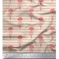 thumbnail image 1 of Soimoi Yellow polyester Crepe Fabric Stripe & Jellyfish Ocean Print Sewing Fabric Yard 42 Inch Wide, 1 of 3