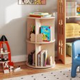 thumbnail image 2 of Gymax Kids Rotating Bookshelf Round Spinning Corner Bookcase w/Bear Baffles Coffee, 2 of 10