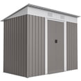 thumbnail image 1 of Outsunny 7' x 3.6' Metal Outdoor Storage Shed w/ Sliding Doors Light Grey, 1 of 10