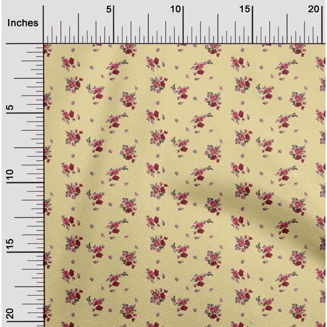 oneOone Georgette Viscose Fabric Leaves & Flower Floral Printed Craft Fabric BTY 42 Inch Wide