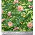 thumbnail image 1 of Soimoi Green Viscose Chiffon Fabric Leaves & Ranunculus Floral Print Fabric by the Yard 42 Inch Wide, 1 of 3