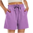 thumbnail image 1 of Gifts for Mom LSLJS Women's Solid Color Casual Drawstring Sports Shorts with Pocket Womens Shorts, 1 of 8