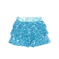 thumbnail image 2 of XUNZOO Girls Sequins Ruffle Layers Culottes Kids Shiny Hip Hop Samba Skirt with Shorts Latin Mini Light Blue 14, 2 of 9