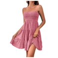 thumbnail image 1 of JIRNDf Robe d'Été pour Femmes Tendance 2025 Courte Unie Ourlet à Volants Courte Sans Manches Mini Aguichant Robes d'Été pour Femmes Robe Bohème Rose P, 1 of 5