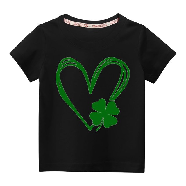 TopLLC St. Patricks Day Chemises pour Femmes Hauts de Sarrau St Patricks Day Tout-Petits Enfants Garçons Filles Mode Mignon Col Rond Imprimé Manches Courtes Haut