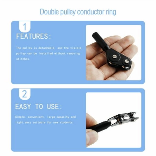 Accessoires de Canne à Pêche Roue de Poulie Fil Taille Précise Dispositif de Guidage Double Rouleau Composant Modifié Accessoire 4.5
