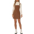 thumbnail image 2 of Unique Bargains Robe Salopette Tablier en Velours Côtelé à Bretelles Réglables pour Femme Caramel S, 2 of 6
