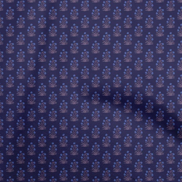 oneOone Cotton Cambric Blue Fabric Asian Block Craft Projects Decor Fabric Printed By The Yard 42 Inch Wide
