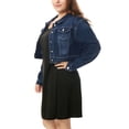 thumbnail image 5 of GRACE & GRANDEUR Women's Plus Jean Jackets Button Down Denim Bomber Jacket, 5 of 5