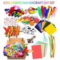 thumbnail image 1 of CHUANK 1000Pcs DIY Art Craft Kit Craft Art Supply Set Creative Arts and Crafts Kit Included Pipe Cleaners Feather Foam Flowers Letters Sticker Popsicle Sticks Scissors, 1 of 11