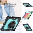 thumbnail image 4 of Case for iPad Mini 7 A17 Pro 2024/Mini 6 2021 8.3 Inch 7th/6th Gen with Screen Protector, 360 Degree Rotating Kickstand Hand Strap Shockproof Cover with Shoulder Strap, Sky Blue PC, 4 of 7