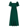 thumbnail image 4 of SMihono Robe Bohème d'Été pour Femmes Grande Taille Mode Décontractée d'Été Col Carré Uni Manches Courtes Femmes Robe pour Femmes Longues Robes, 4 of 8