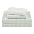 thumbnail image 1 of Beautiful Geometric 4-Piece Percale Sage Green Sheet Set, Double by Drew Barrymore, 1 of 5