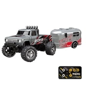 Mini Rc Monster Truck, Mini Rc Cars for Kids,1:64 Scale Monster Truck Remote Control Car with Lights 2.4ghz Remote Control Rc Semi Truck with Trailer, Mini Rc Alloy Monster Truck for Kids Gifts