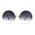 thumbnail image 3 of Luxury Designer Style Rimless Hippie Round Circle Lens Sunglasses Gold Smoke, 3 of 4