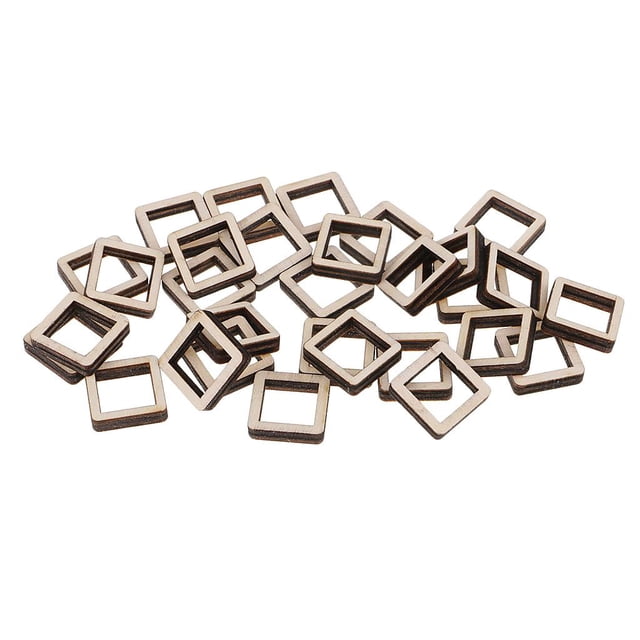 simhoa Plaque Carrée Creuse en Bois Rustique Non Fini Ornements pour Fabrication de Modèles Bricolage 30 Pcs 20x20mm