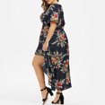 thumbnail image 4 of TIMIFIS Womens Dresses Summer Casual V-Neck Floral Print Ruched Waist A Line Cocktail Party Dress - Summer, 4 of 5