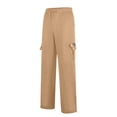 thumbnail image 5 of RXIRUCGD Men Casual Trousers High Waist Drawstring With Multi-Pockets Long Pants, Khaki, Size: 2XL, 5 of 5