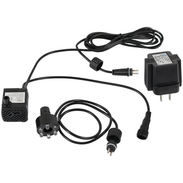 Sunnydaze Indoor/Outdoor Small Fountain or Aquarium Pump with LED Light Ring and Transformer - 40 GPH - 12 Volts