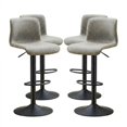 thumbnail image 2 of Bar Stools Set of 4, Height Adjustable Swivel Barstools, Bar Chairs with Backs & Metal Footrest for Home Kitchen, Barstools for Kitchen Dining Reception, PU Leather, Gray, 2 of 6