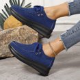 thumbnail image 4 of Chaussures de Course Femme Bout Rond à Lacets à Enfiler Semelle Épaisse Talon Compensé Mocassins Uni, 4 of 9