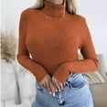 thumbnail image 2 of hoksml Women's Turtleneck Sweater Base Solid Color Slim Fit Knit Pullover Fashion Soft Layering Essential for Winter, 2 of 5