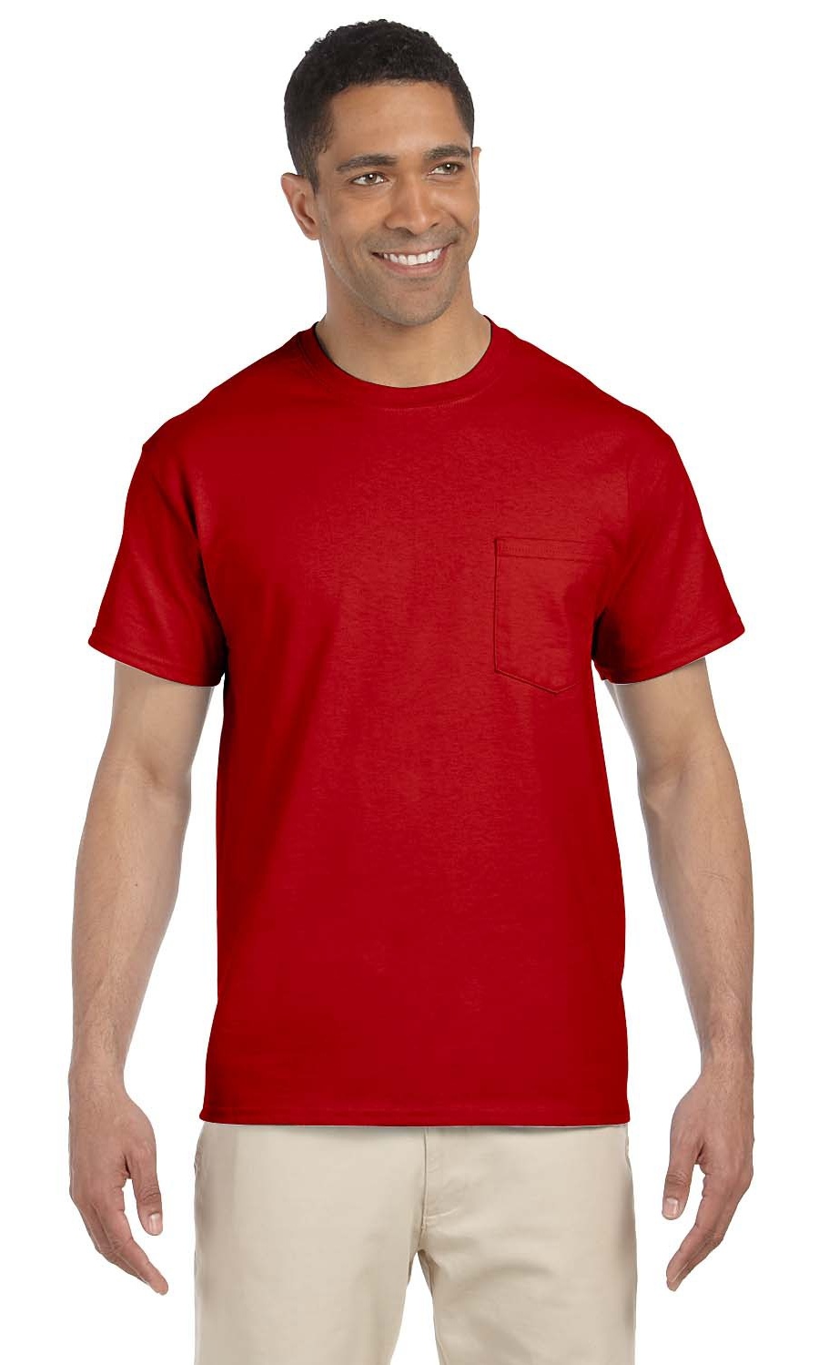 Gildan T-Shirt Adulte Ultra Coton 6 oz avec Poche - Rouge - S