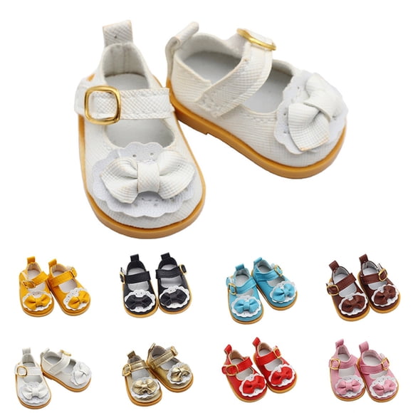 Chaussures en Cuir pour Premier Pas de Bébé Fille à Fermeture à Crochet et Boucle avec Nœud, Style Poupée, Chaussures Miniatures, Habillage, Souvenir Souvenir, Semelle Souple, Chaussures pour Nourrisson, Blanc