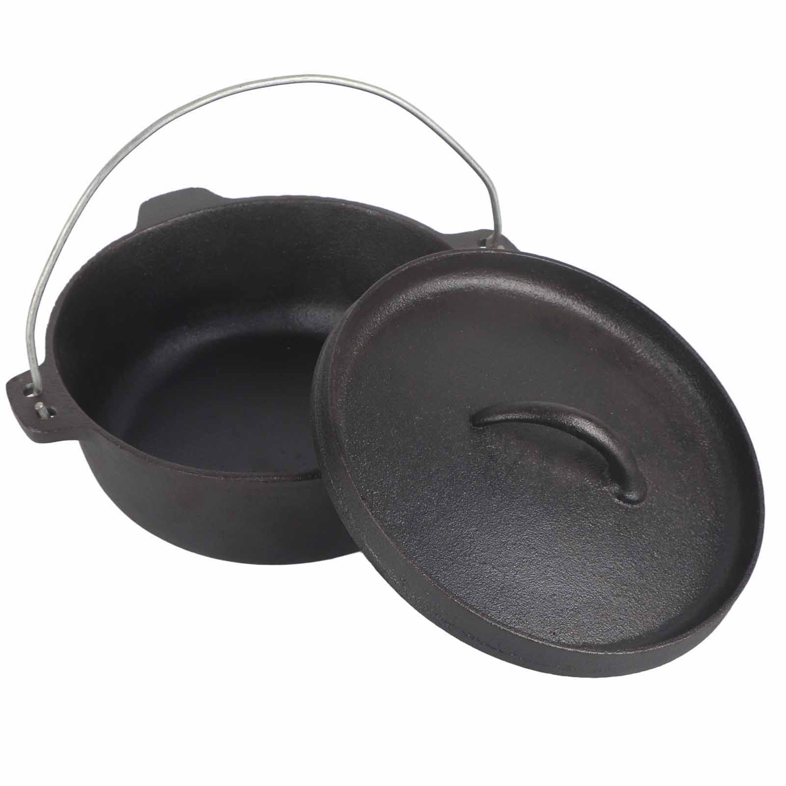 Pot de Cuisson Extérieur, Pot de Camping en Fonte Pré-Assaisonné pour Camping Intégration Sans Couture